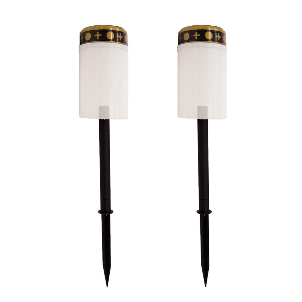 Kaars Waterdichte Lamp 2Pcs Outdoor Begraafplaats Ritueel Zonne-energie Eletric Licht: White with plug