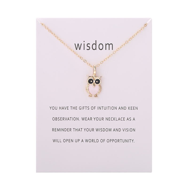 Color Glaze Wisdom Owl Pendant Necklace Jewelry For Women Girl: GOLD WHITE