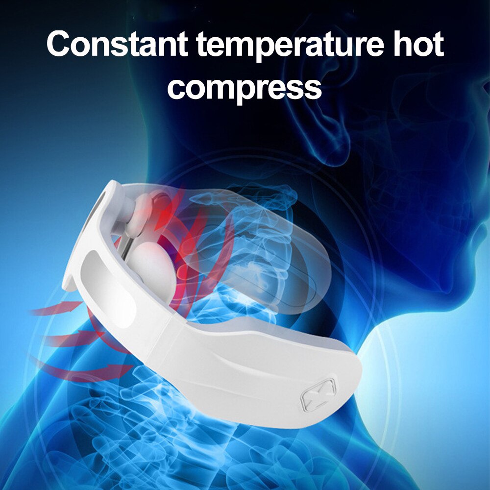 Electric Smart 4-head Neck Massager Shoulder Massage EMS Pulse Heated Magnetic Remote Soreness Relief Relaxation Health Care