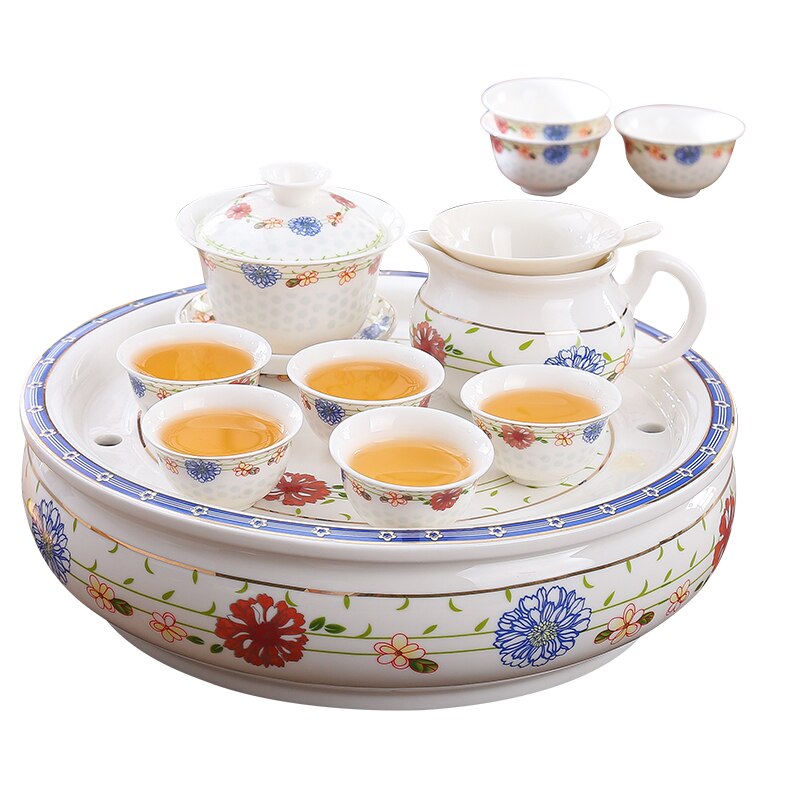 11 stk sæt, bone kina kung fu tepotte og kop og bakke sæt, porcelæn te ceremoni, vintage kinesisk tepotte, te sæt kinesisk