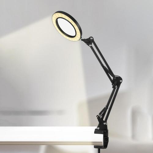 160mm 8X Illuminated Magnifier USB 3 Colors 64 LED Magnifying Glass Table Lamp lamp is powered connected with computer or laptop: Default Title