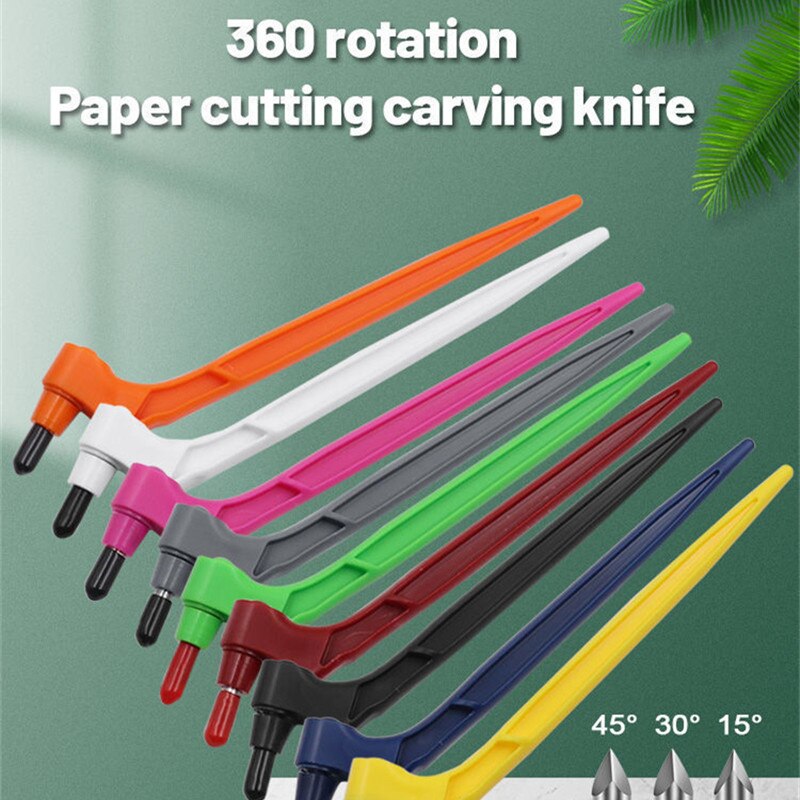 DIY Art Cutting Tool Craft Cutting Kinfe with 360 Steel Rotating Blade Safety Cutter Paper Knife with 3pcs Blades Cutting Pen