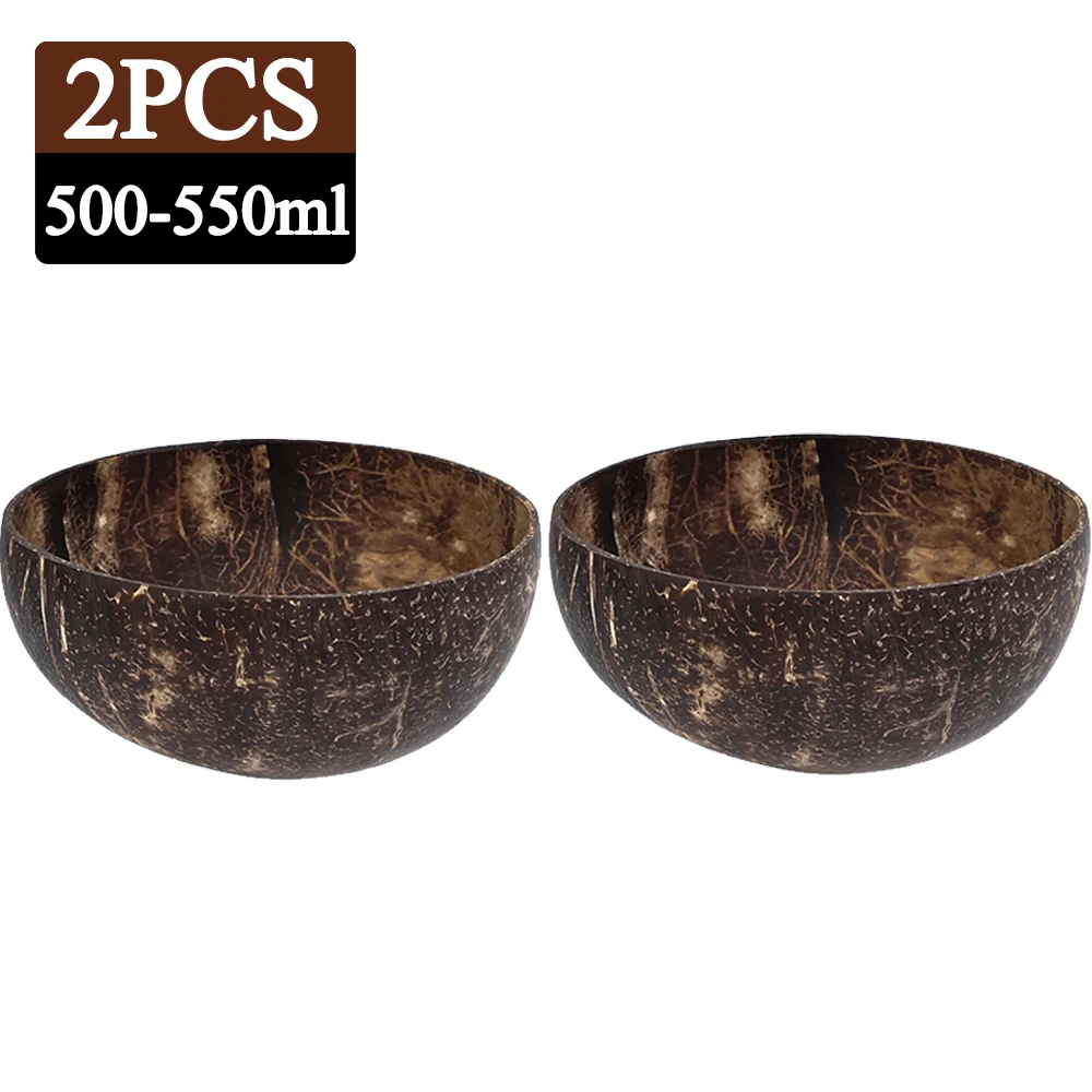 Cuenco de coco Natural para cena, vajilla de madera hecha a mano, cuchara de madera para postre, ensalada de frutas, mezcla de arroz, Ramen, 550/400/300Ml: Morado