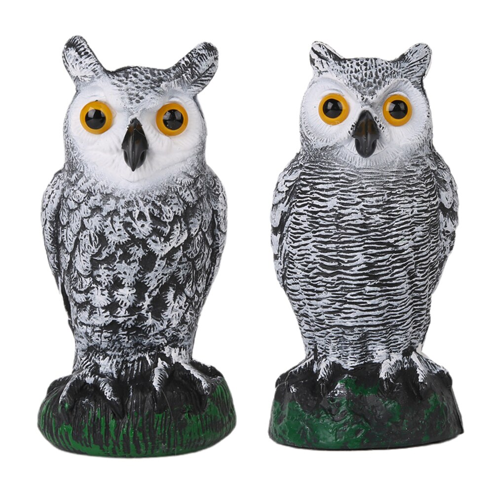 Outdoor Simulated Owl Weatherproof Dummy Owl with Long Ears Garden Bird Scarecrow