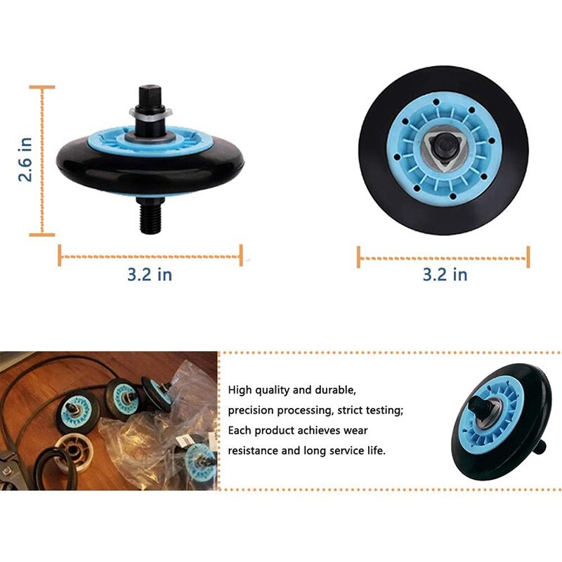 Dryer Repair Kit for Samsung DC97-16782A Dryer Drum Support Roller, 6602-001655 Dryer Drum Belt, DC93-00634A Pulley