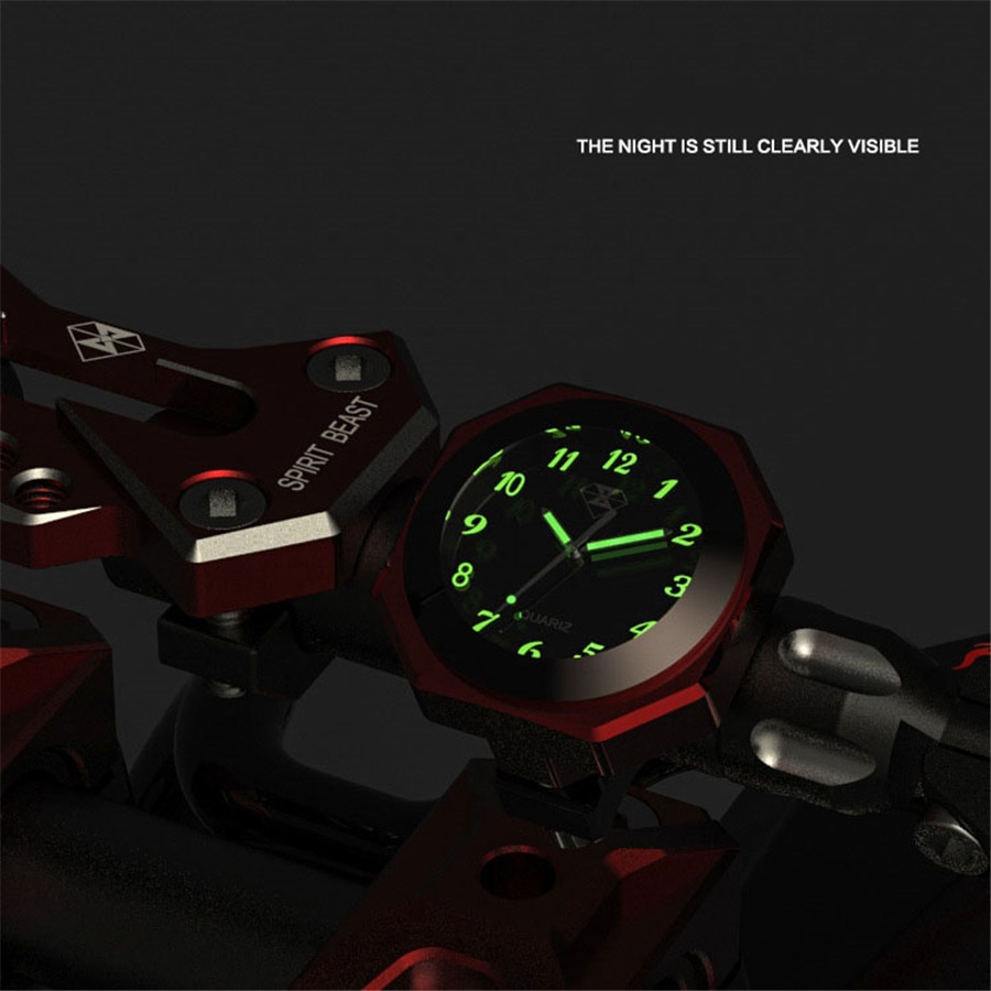 Universele Waterdichte 7/8 Motorcycle Fietsstuur Mount Klok Horloge Lichtgevende Klok Legering Gauge Cool Styling