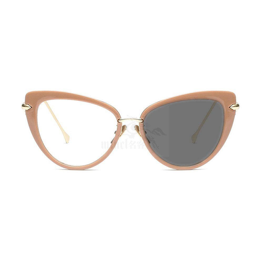MINCL Mode Trend Retro Vrouwelijke Kat Bril Full Frame Zon Meekleurende Dames Leesbril met doos FML: +400 / brown