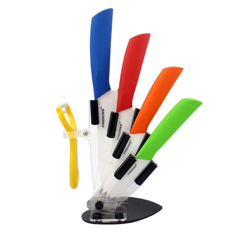 6 farver top keramisk kniv og tilbehør sæt køkkenkniv sæt kokke knive 3 " 4 " 5 " 6 " 2"+ skræller akryl holder: Farverig