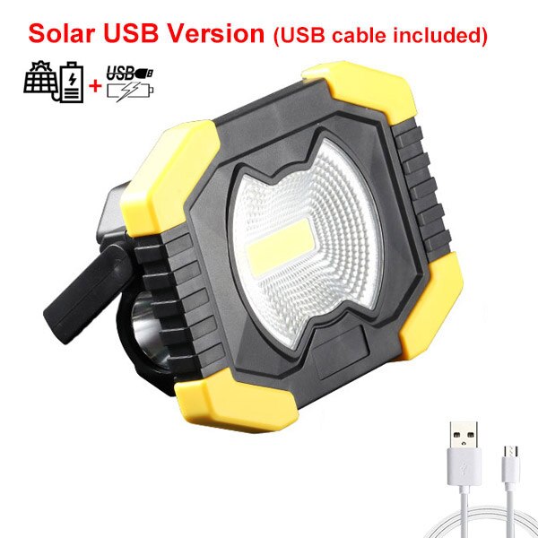 80W Led Portable Spotlight Solar Led Work Light USB Rechargeable Outdoor Lamp COB Floodlight Tent Lantern Repair 18650 Panel: Package A