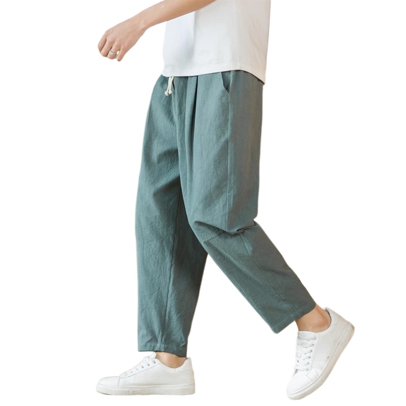 Neue männer Leinen Leichte Jogginghose Baumwolle Einfarbig Atmungs Jogger Männer ausgebeult Hosen Streetwear Lange Hosen Männer: L / Beige