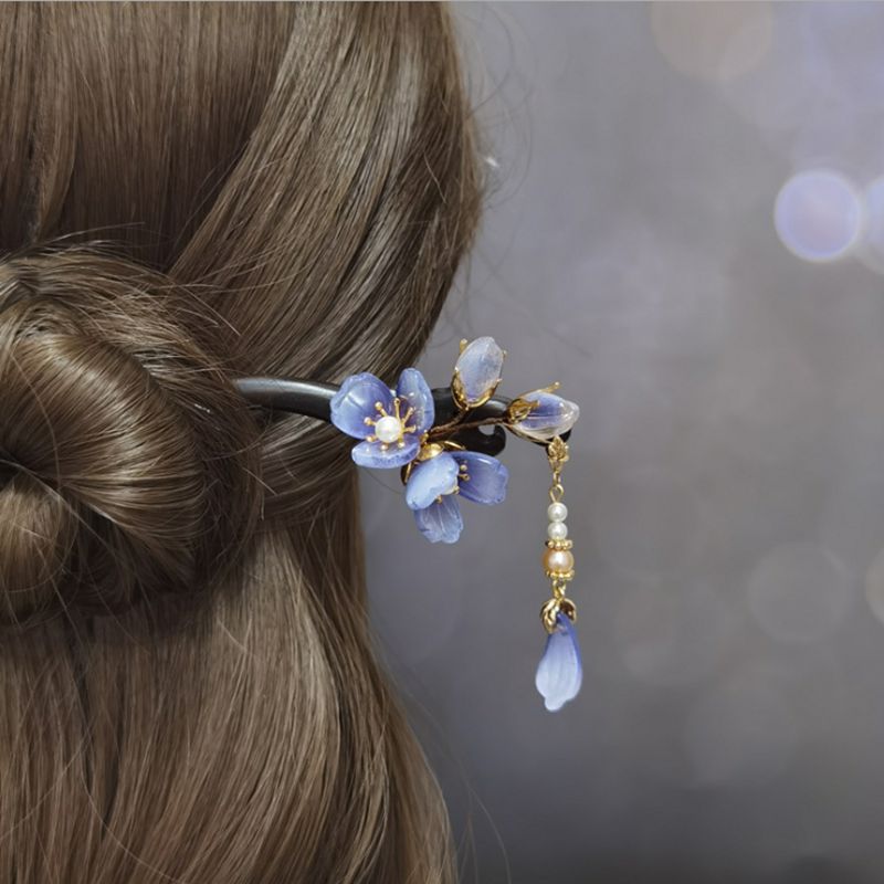 Luxe Haar Stok Chinese Haar Chopstick Hout Vrouwen Knot Eetstokje Parels Haar Clip Haarspeld Bloem Sieraden Jaar