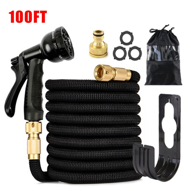 25/50/70/100FT retractable garden hose hose garden gardening watering hose with 8 nozzles 3/4" brass connector: 7.5 meters