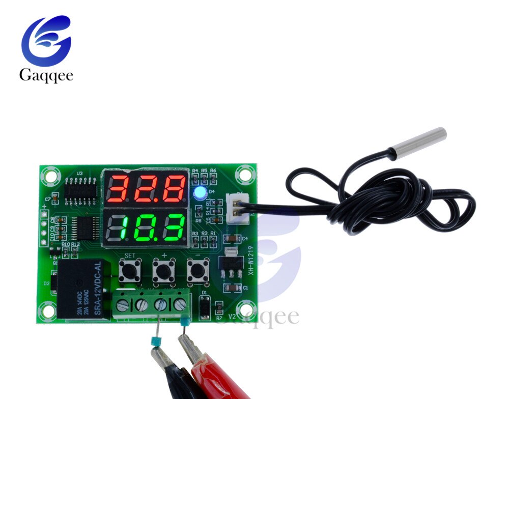 W1219 DC 12V Thermostat Relay Dual LED Digital Temperature Regulator Switch Controller Waterproof NTC Temperature Sensor Probe
