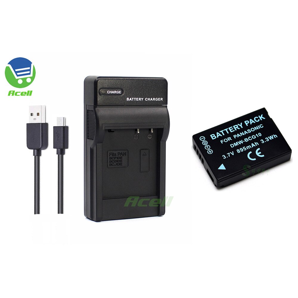 Dmw-bcg 10 batteri + usb-laddare för panasonic dmc -zr3 dmc -3 d 1 dmc -tz6 dmc -tz7 dmc -tz8 kamera byt ut dmw-bcg 10e dmw-bcg 10pp