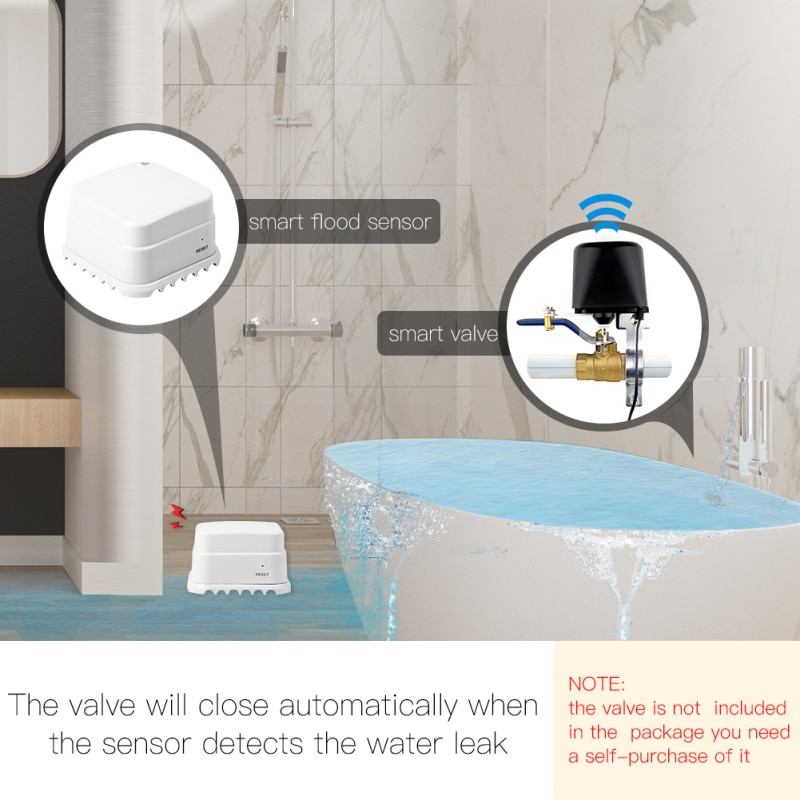 WiFi Smart Flood Sensor Water Leakage Detector Flood Overflow Alert Security Alarm Tuya/Smart Life App Remote Control smart home