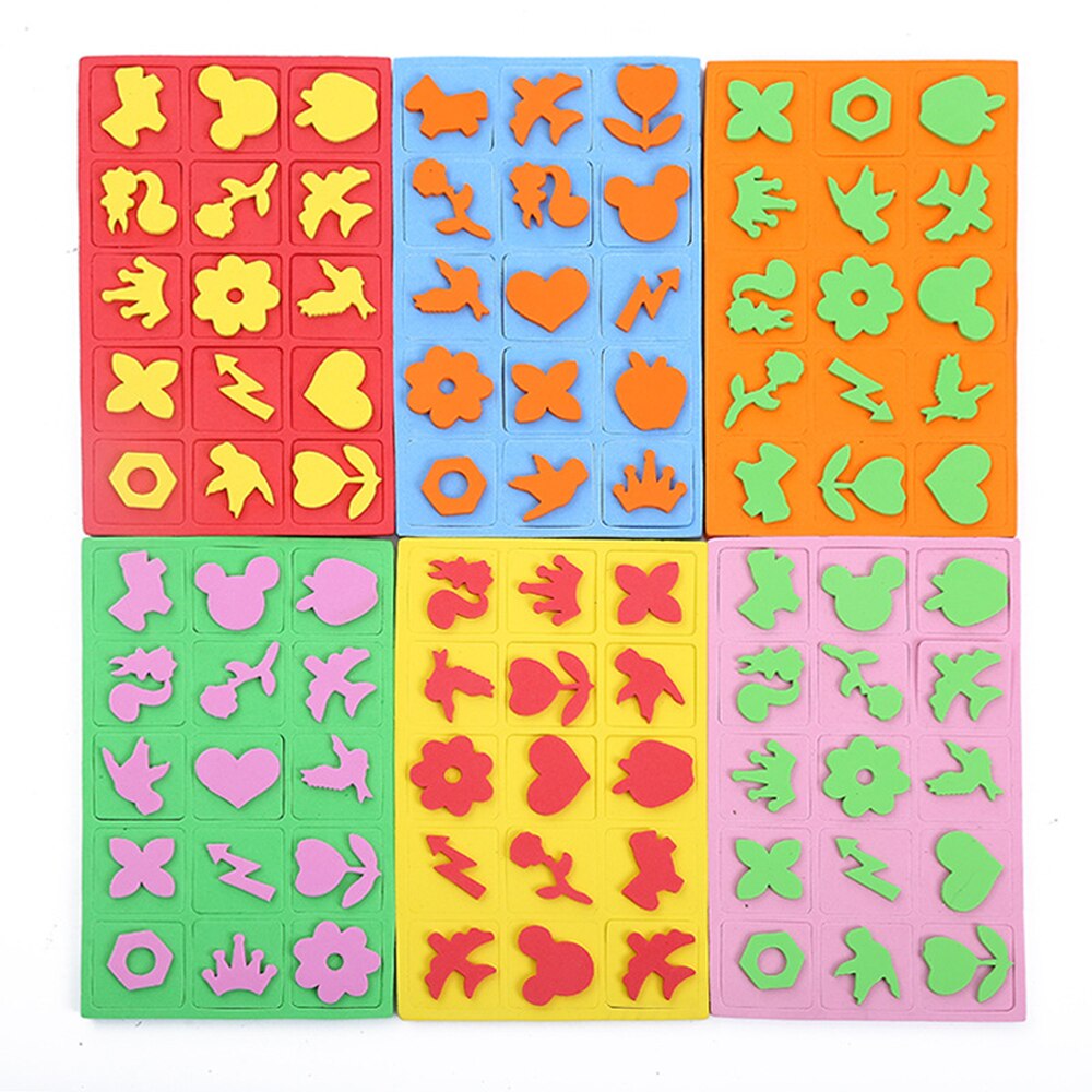 15 stk kunst maleri frimærker svamp stamper med søde mønstre tidlig læring tegneværktøjer til børn småbørn håndværk diy