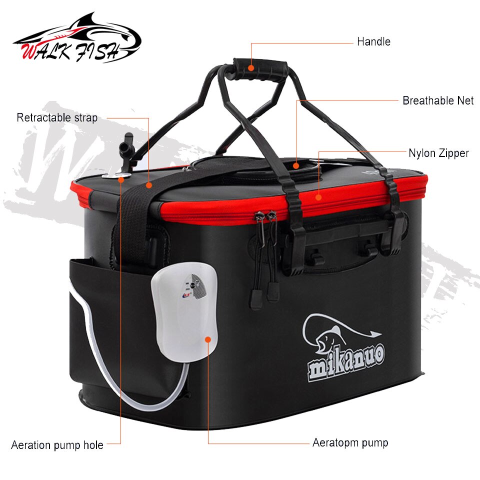 WALK FISH Thicken Fishing Bag Folding EVA Fishing Bucket Portable Live Fish Box Storage Outdoor Waterproof Camping Hiking Bag