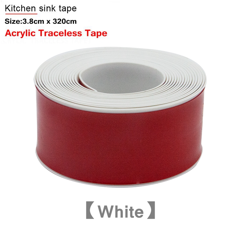 Pvc Zelfklevende Badkamer Tape Stickers Douche Wastafel Bad Afdichtstrip Tape Pvc Waterdicht Muursticker Voor Badkamer Keuken: 3.2M Acrylic WHITE