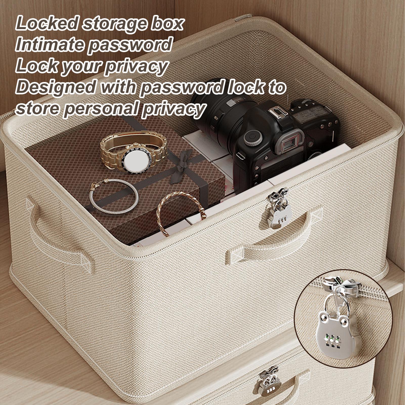 Locking Storage Box Stackable Storage Container Secure with Handle Locking Organizing Bin Washable Shelf Baskets for Home