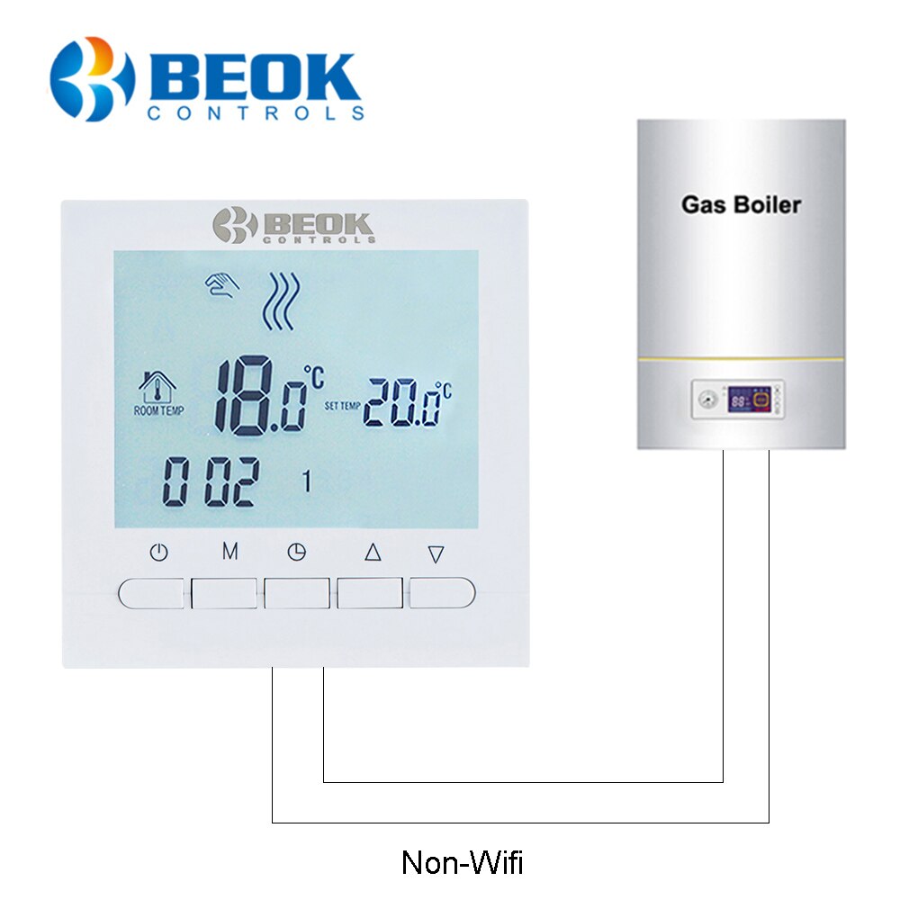 BEOK Wifi / Non-Wifi Room Heating Thermostat Temperature Controller for Gas Boilers Weekly Programmable BOT-313: non-wifi white