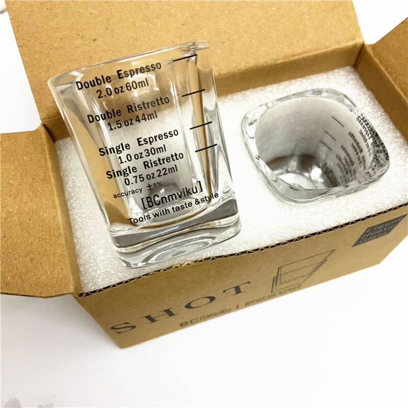 Coffee Accessories 60ml Square Thickened Glass Ounce Cup Graduated Measuring Cup Concentrated Cup Espresso Coffee Cup: Four cups