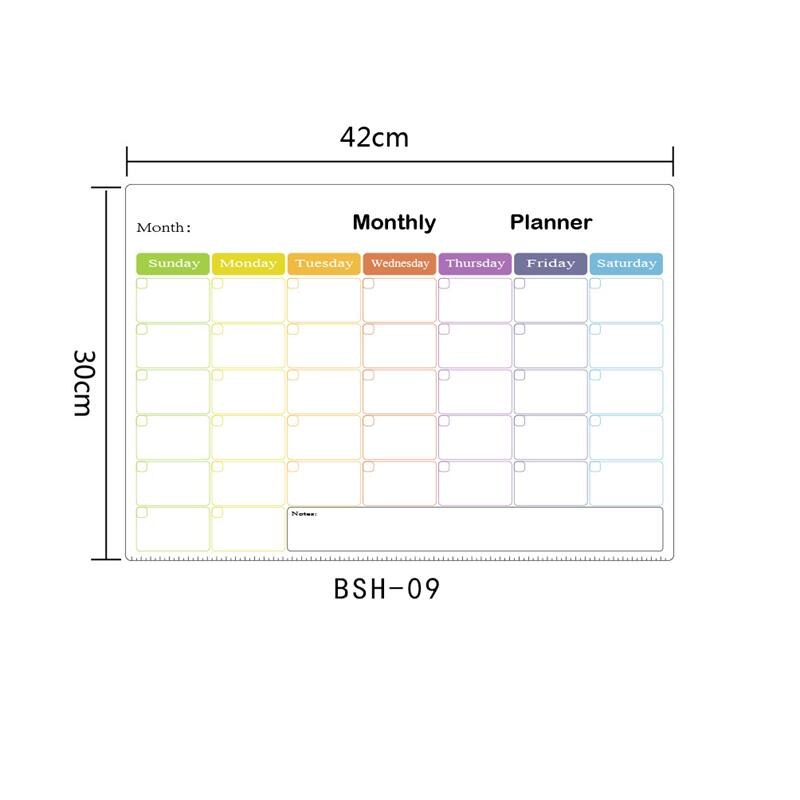 Erasable Magnetic Refrigerator Sticker A3 Soft Magnetic Calendar Schedules Memo Board: SKU-4