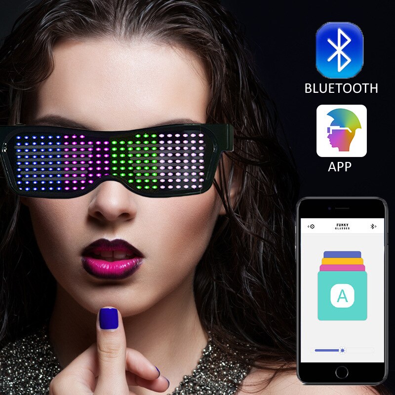 Førte bluetooth-lysemitterende briller app-forbindelse kontrol dynamisk lysemitterende multisprog interaktivt børnelegetøj