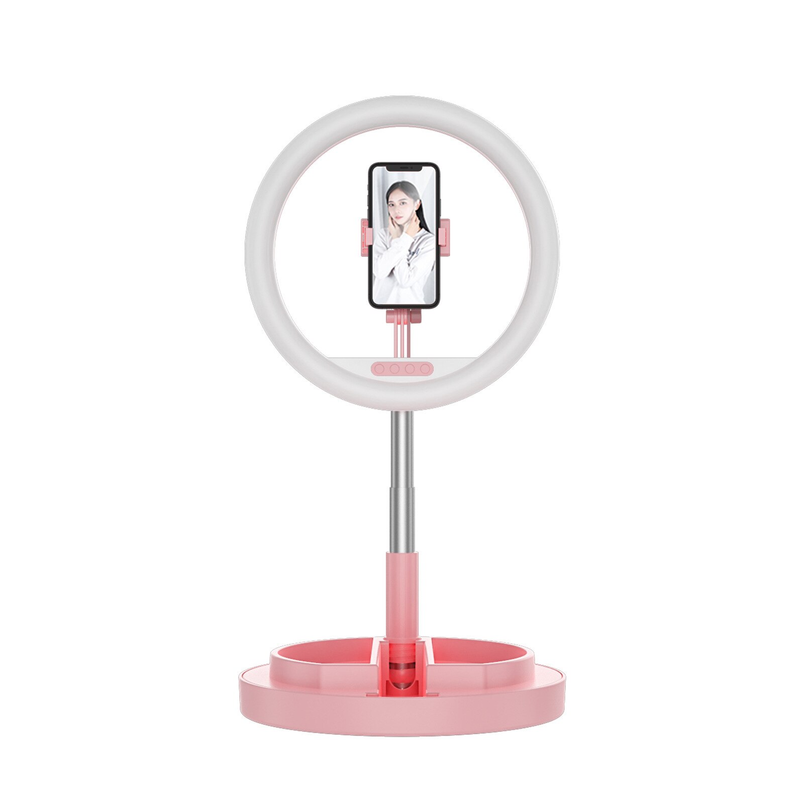 Faltbare led-ringleuchte, tragbar, mit live-unterstützung für mobiltelefone, desktop-ringleuchte, einziehbar, mit ankerfunktion