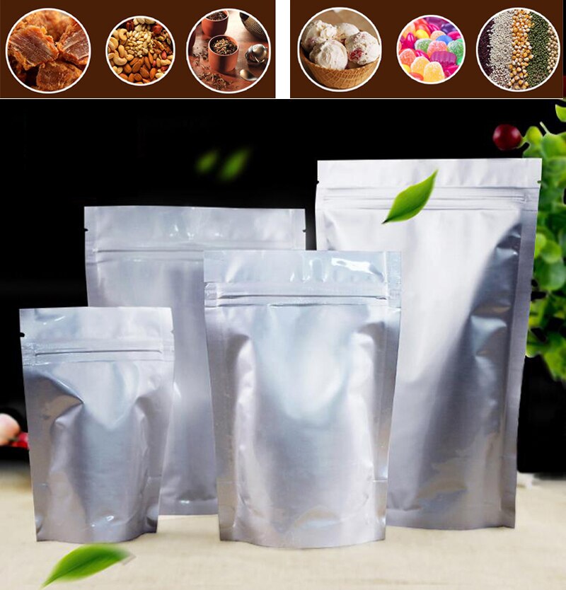 Aluminum Foil Zip Tea Bag Stand Up Zipper Lock Food Savers Retail Packaging Bag Beans Storage Bag 50pcs/lot