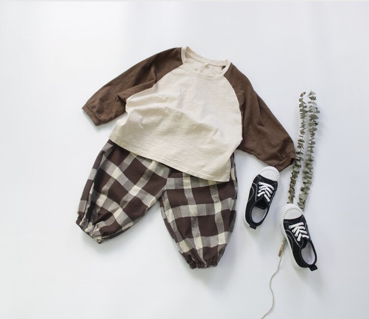Herfst Kinderen Tees Koreaanse Stijl Raglanmouwen Patchwork Baby Jongens Losse T-shirts Peuters Kids Tops