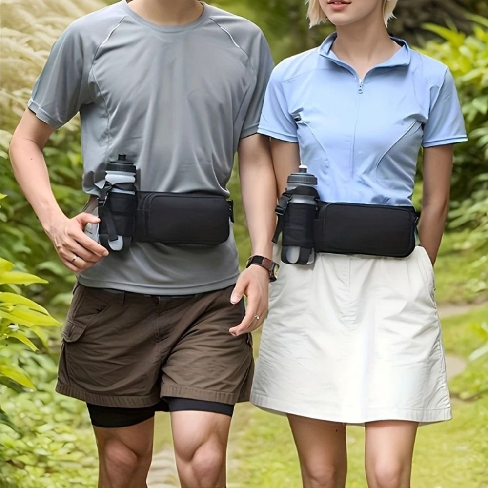 Oxford-Stoff Laufgürtel-Tasche mit Großer Kapazität und Wasserflaschenfach, Sport-Schultertasche mit Reißverschluss, Schwarze Lauf-Umhängetasche