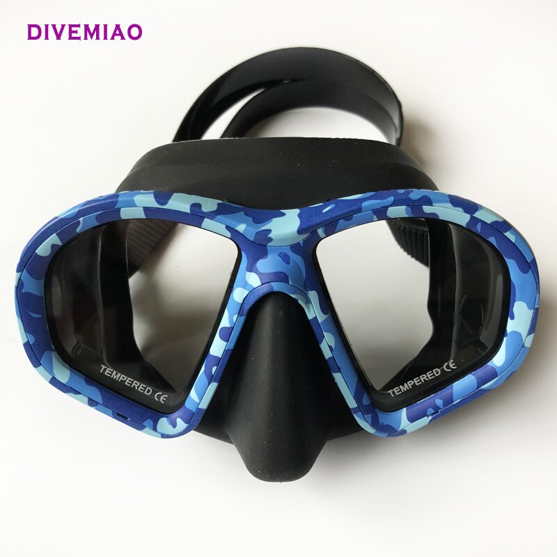 Divemiao dykning maske silikone maske til spearfishing fri dykning vandsport voksen camo maske grøn blå lyserød: Blå
