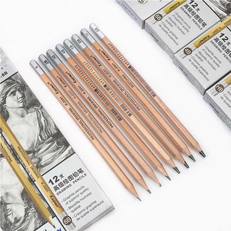 12 piezas HB B 2B 3B 4B 5B 6B 7B 8B conjunto de bocetos a lápiz conjunto de dibujo útiles escolares para estudiantes suministros de dibujo a lápiz de dibujo