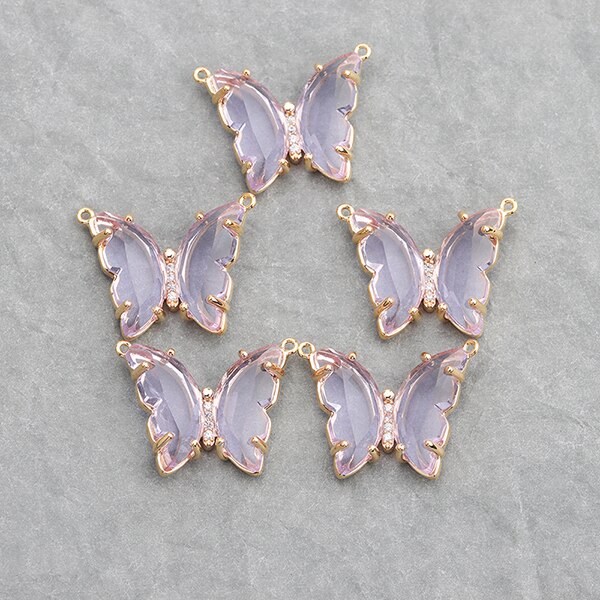 GUFEATHER M737,jewelry accessories,18k gold plated,0.3 microns,diy glass pendants,butterfly shape,charms,diy earring,6pcs/lot: M73703