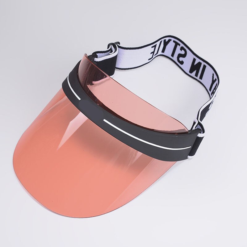 Kvinder brev sport parasol rejser solcreme kørsel baseball cap kvindelige gennemsigtig pvc plastik tom top solhat: Grapefrugt rød