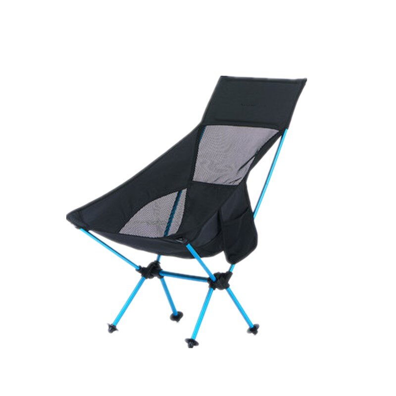 Ultralight Outdoor Opvouwbare Camping Stoel Picknick Wandelen Reizen Vrije Tijd Rugzak Opvouwbare Strand Maan Stoel Vissen Draagbare Stoel: Middle Back Black