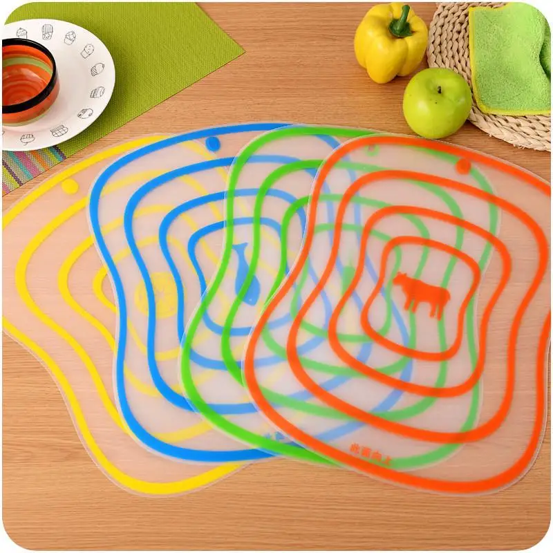 Bloques de cortar antideslizantes para cocina, tabla de cortar Flexible, tablas de cortar de plástico, clasificación, herramienta de cocina, 4 Uds.: 250 x 160 x 15 mm