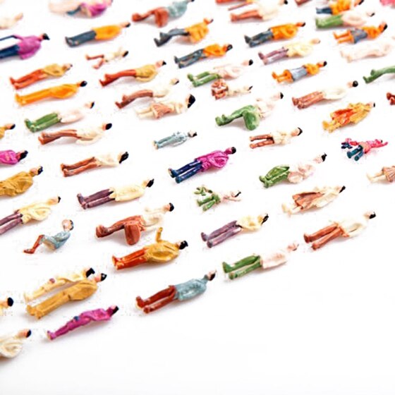 100pcs HO Scale 1:100 Mix Painted Model Train Park Street Passenger People Figures