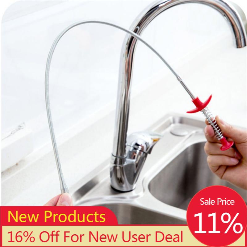 Sink Drain Blockades Clip Stainless Steel Drain Sewer Dredge Pipeline Hook Cleaner Bendable Kitchen Bathroom Home Cleaning Tools