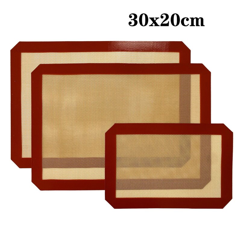 Esterilla de silicona antiadherente para hornear, almohadilla para galletas, para masa esterilla, resistente a altas temperaturas, para horno, de fibra de vidrio: red-20x30cm