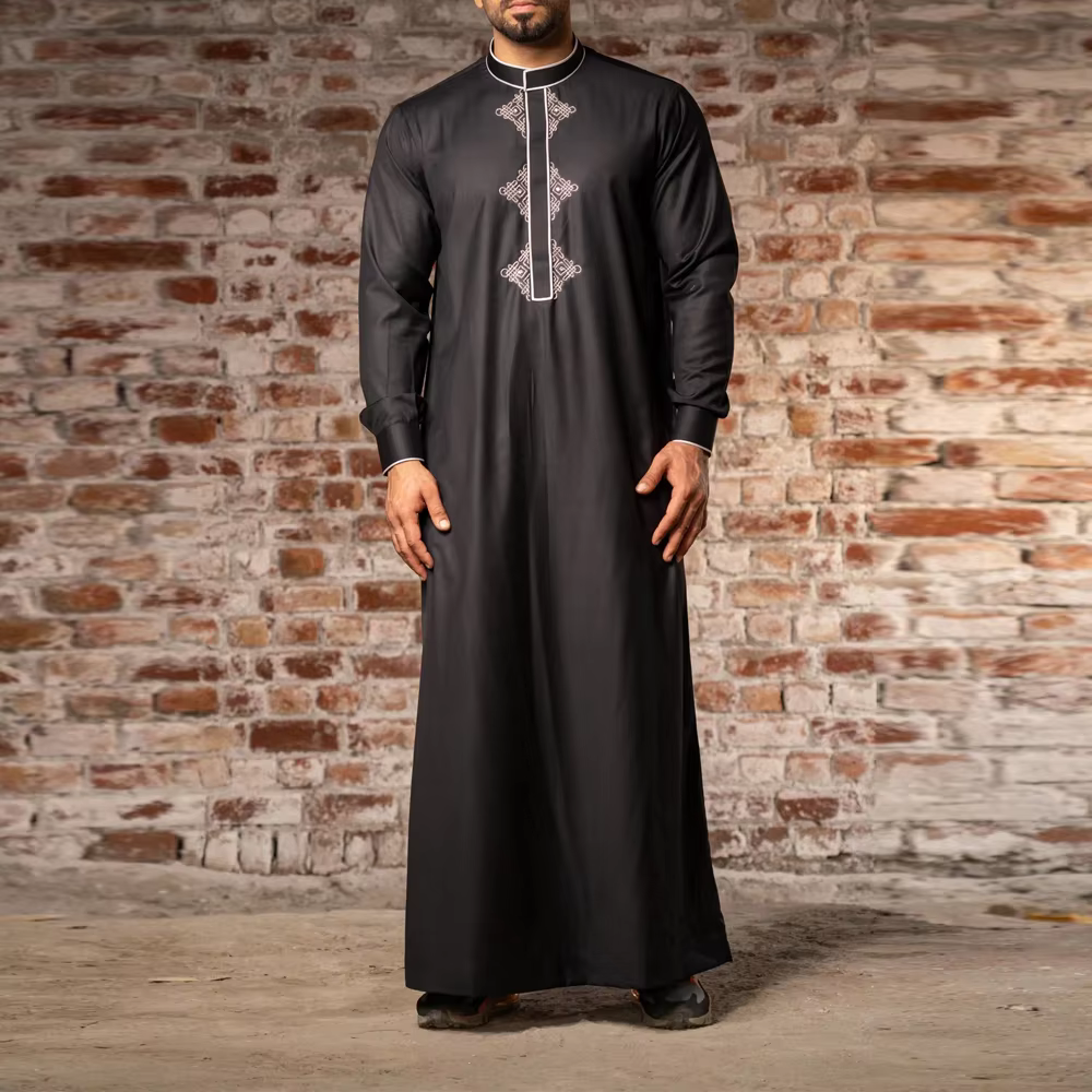 Muslim Ethnic Men's Robe Black Luxury Embroidered ... – Grandado
