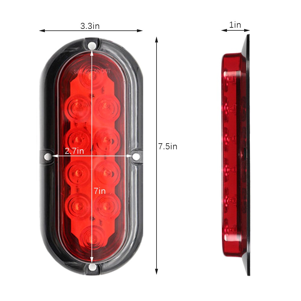 2 Pcs/set 12V Universal 10 Led Red Trailer Truck Caravan Taillight Led Light Brake Stop Lamp Tractor Turn Signal