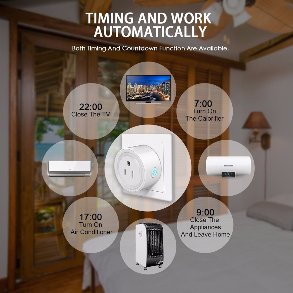 Wifi Smart Plug Enabled Socket App Remote Control Wireless Portable Automatic Timer Sockets Compatible with Alexa Google Home