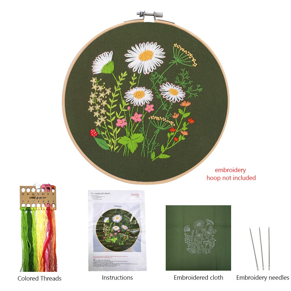 Handwork Needlework Plants Pattern Threads Tools Flowers DIY Starter Kit Ribbon Painting Home Decoration Cross Stitch Embroidery: 02