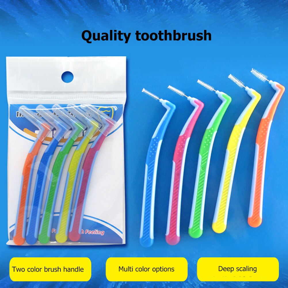5Pcs Oral Care L-Vormige Interdentale Borstel Tandenstoker Tussen Tanden