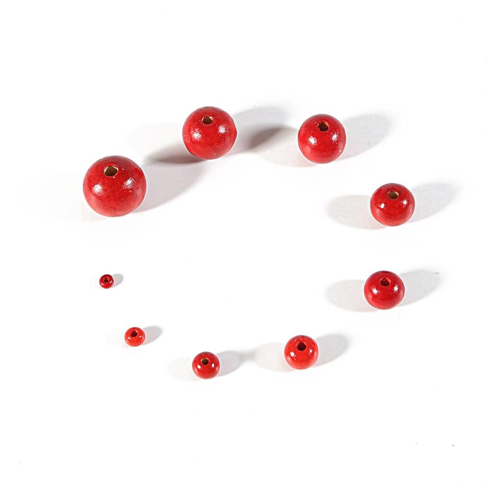 Perles Rondes en Bois Naturel, Noires, Brunes, Rouges, pour Travaux Manuels, Accessoires de Bijouterie, 4, 6, 8, 10, 12, 14, 16, 18, 20mm, Lot de 20 à 100 Pièces