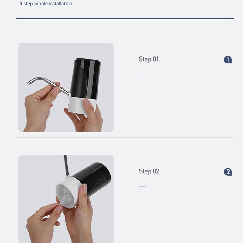 Portable USB Water Pump Household Drinking Water Dispenser ligent Electric Absorber for Kitchen Home Office-Black