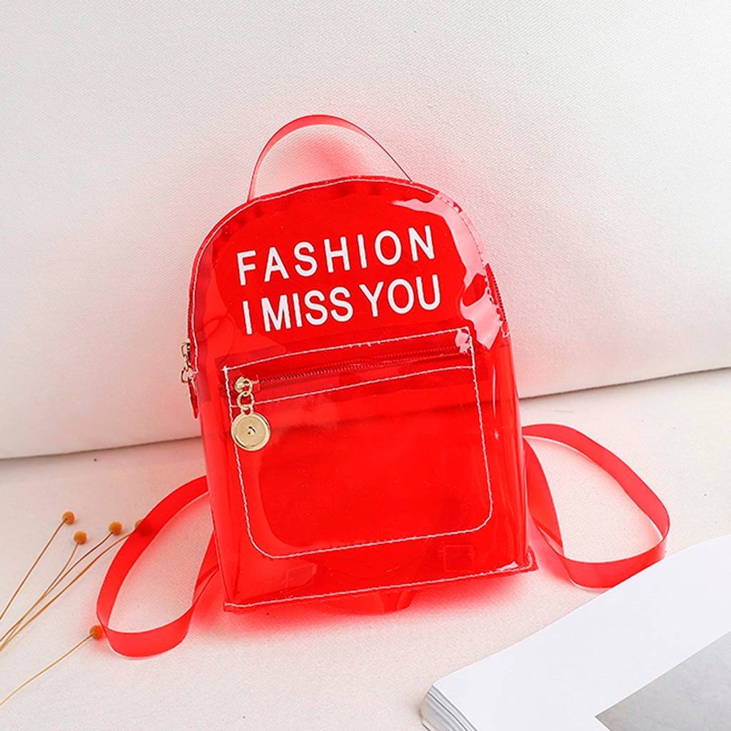 Molave backpack Women Students Beach Solid Color Letter print Transparent Bag Backpack Shoulder Bag shopping bag