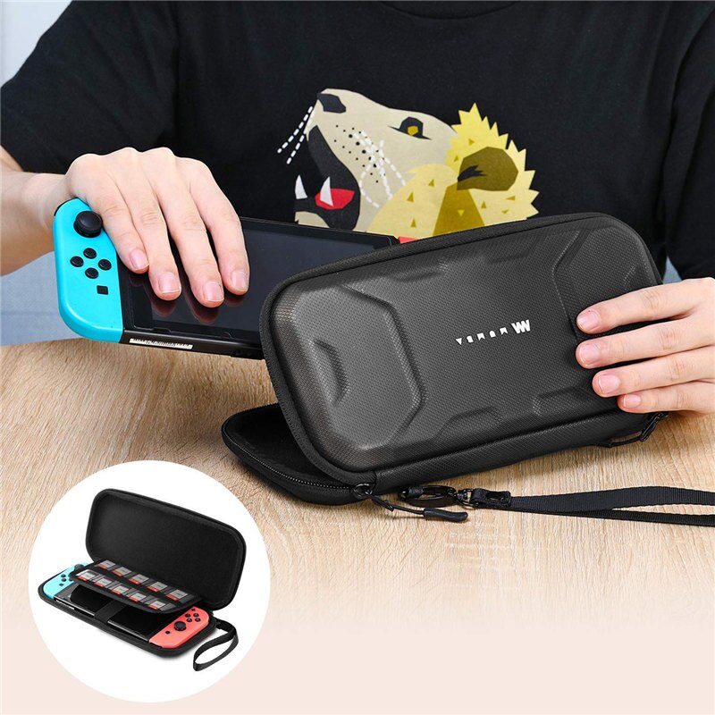 Voor Nintendo Switch Console Cover Mumba Ultra Slim Hard Shell Draagtas Voor Nintendo Switch Console Met 10 cartridges- zwart