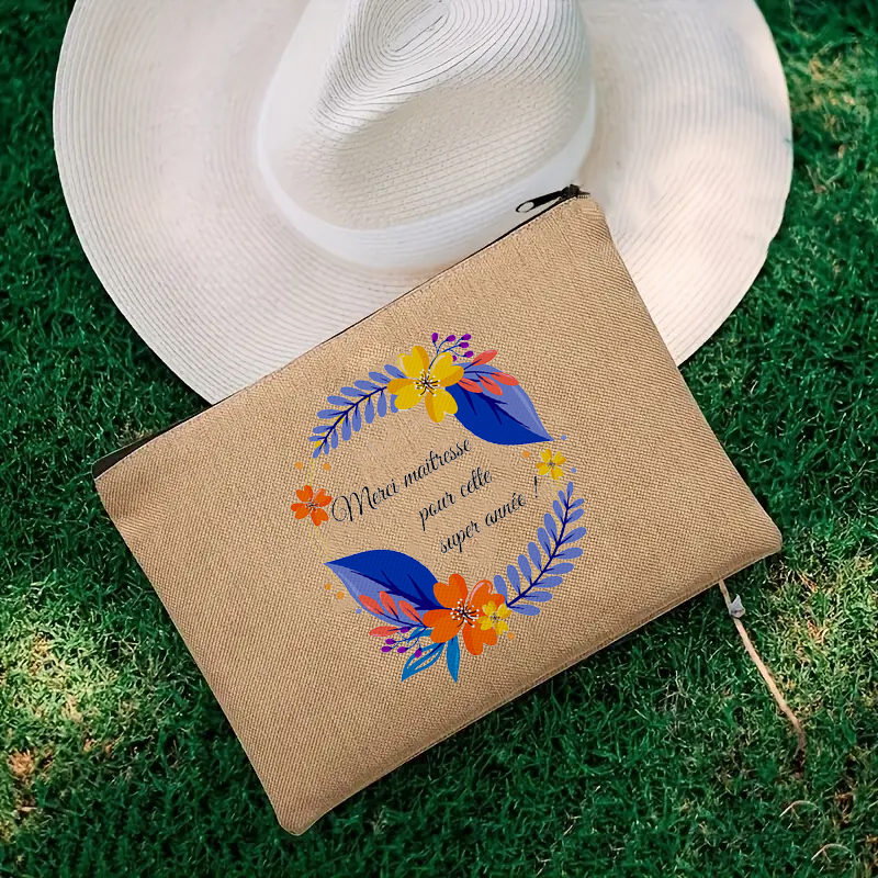 Dank U Leraar Reizen Cosmetische Organizer Make-Up Zakje Merci Maitresse Opbergtas Reizen Parfum Organisator Franse Mini Portemonnee: Donkergrijs